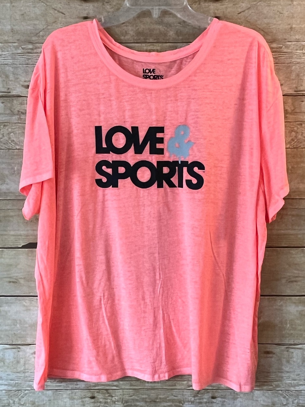 Love & Sports Active Graphic Tee T-Shirt Coral Pink Size XXL 20 EUC